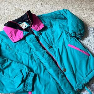 VTG Clipper Mist Puffer Jacket winter coat Teal pink